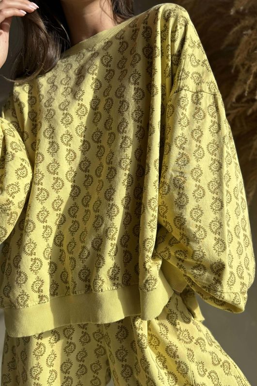 Indira Lantern Sleeve Sweatshirt Soft Ochre & Deep Ochre